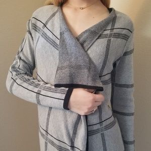 Grey plaid long cardigan